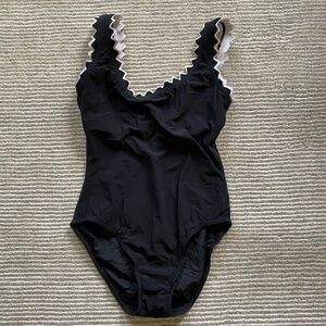 Karla Colletto Black Swimsuit with White Trim